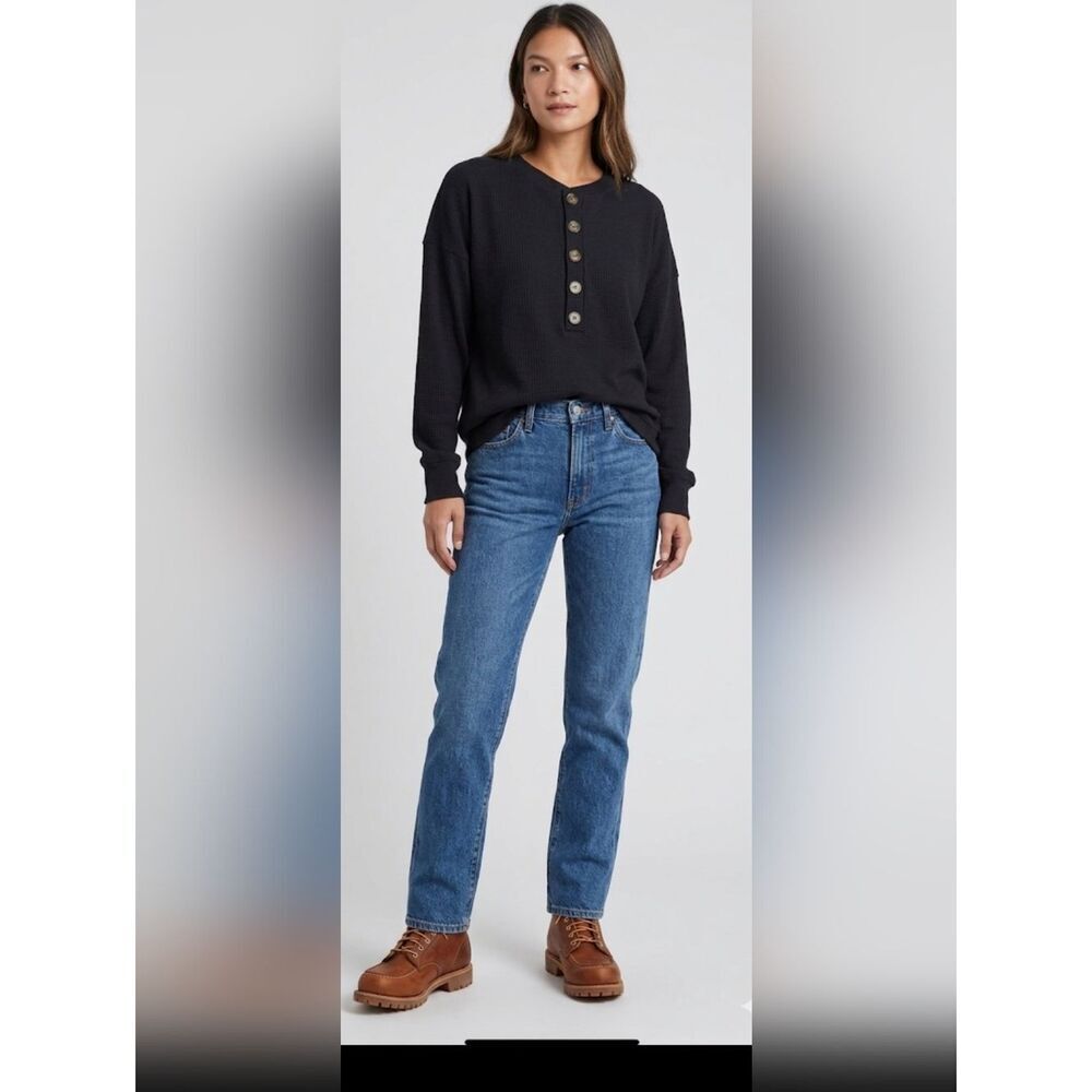 Lett Kruger Henley Top Black Sz S